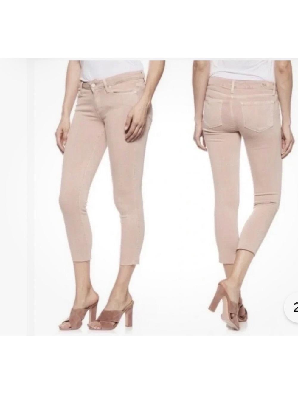 PAIGE Verdugo Crop Mid-Rise Skinny Pink Sz 27 Designer